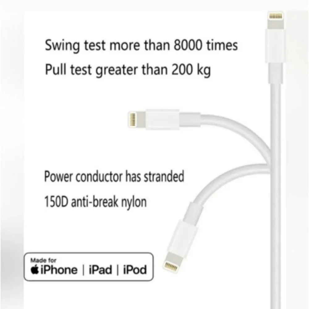 3 x Apple iPhone, iPad, iPod MFI Certified 6' Lightening Charging Cables